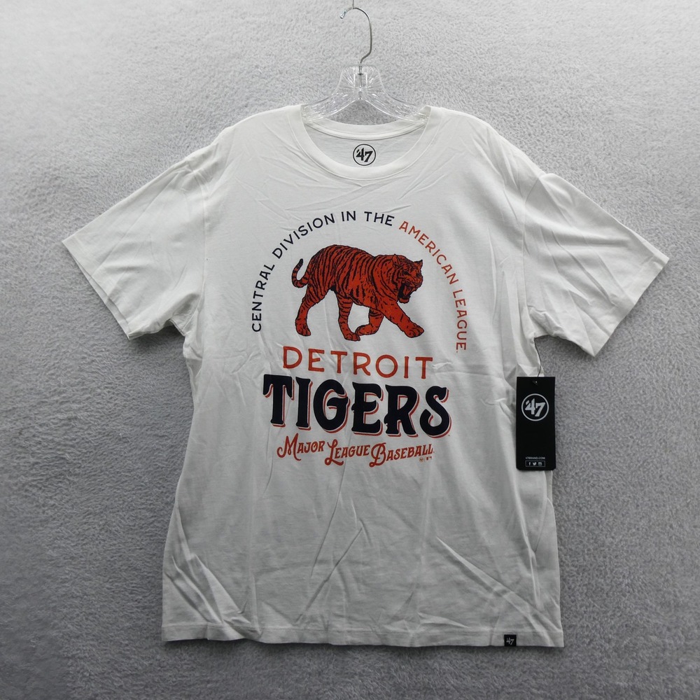'47 Brand Shirt Mens Medium Detroit Tigers White MLB Baseball Short Sleeve